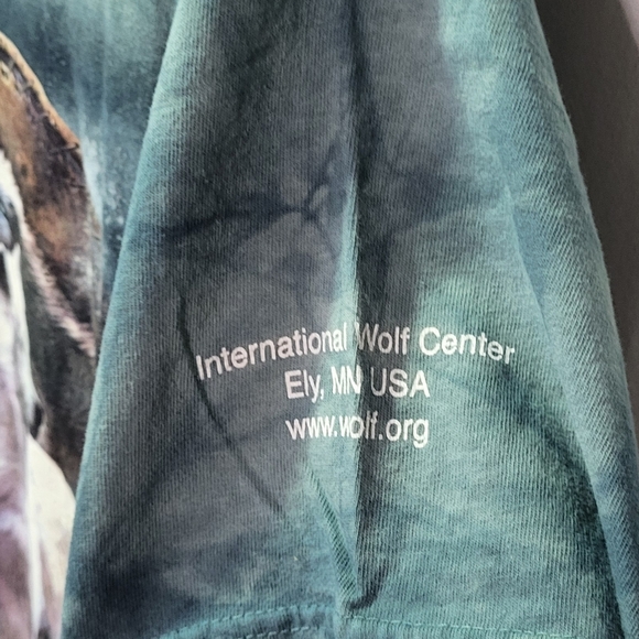 The Mountain Men's Teal Blue Wolf Tie Dye Graphic Short Sleeve Tee Size Large - Picture 7 of 9